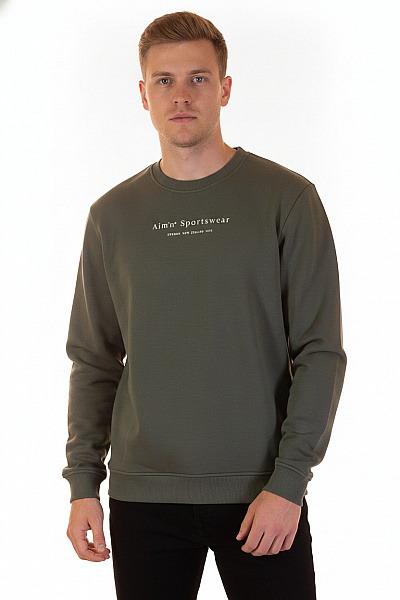 Aimn Mikina S Dlouhým Rukávem Zelená Jednobarevná Streetwear Přes Hlavu Vel. Xl