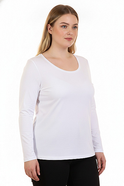 URBAN CLASSICS Dámské Tričko S Dlouhým Rukávem Bílé Jednobarevné Basic Velikost 5xl