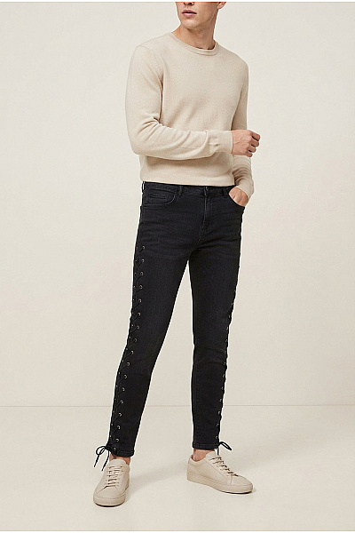 URBAN CLASSICS Dámské Džíny Skinny černé S Krajkou