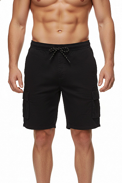 URBAN CLASSICS Pánské černé Cargo Kraťasy Bavlněné Volnočasové S Kapsami Vel. Xxl