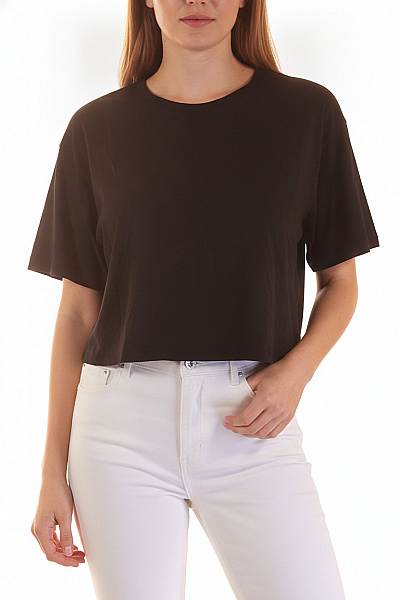 URBAN CLASSICS Dámské černé Tričko S Krátkým Rukávem Crop Top Basic Velikost 4XL