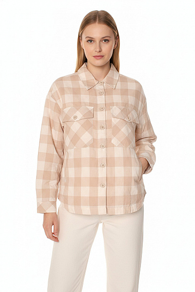 URBAN CLASSICS Dámská Kostkovaná Košile Oversize Béžová Velikost EU XS