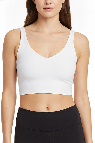 Aimn Dámská Bílá Hladká Podprsenka Crop Top Na Cvičení Velikost M