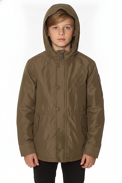 BOMBOOGIE Dětská Chlapecká Khaki Parka S Kapucí Nylonová Velikost 6