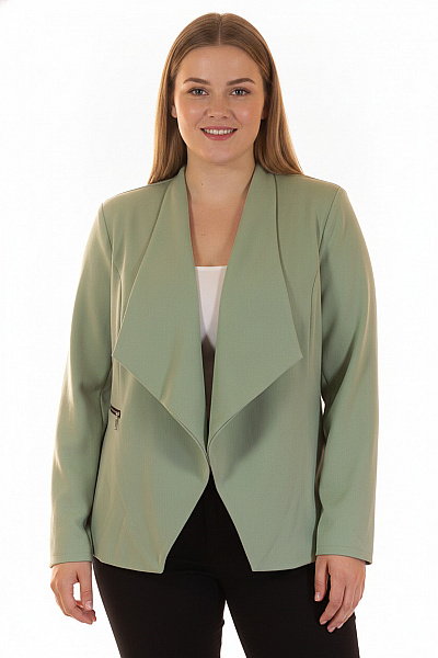 Dámské Sako Zelené Elegantní Volnočasové Asymetrické Vel. EU XXL