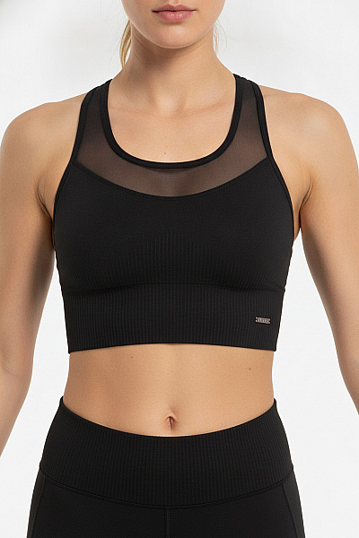 Aimn černá Bezešvá Sportovní Podprsenka Crop Top S Překříženými Ramínky Vel. EU S