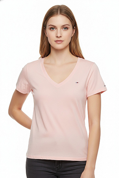 TOMMY HILFIGER Růžové Tričko S Krátkým Rukávem Basic Vel. EU L