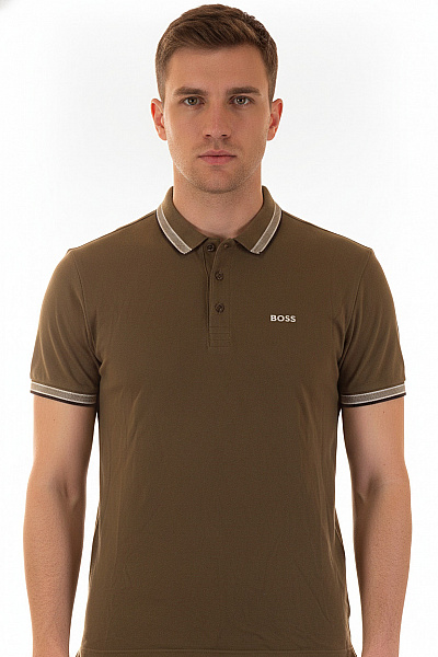 Hugo Boss Pánské Hnědé Polo Tričko S Krátkým Rukávem A Nápisem Velikost L