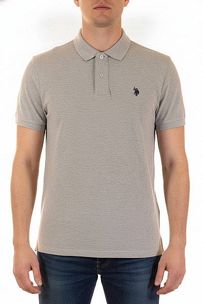 U.S.POLO ASSN. Pánské Tričko S Krátkým Rukávem A Límečkem šedé Bavlněné Vel. L