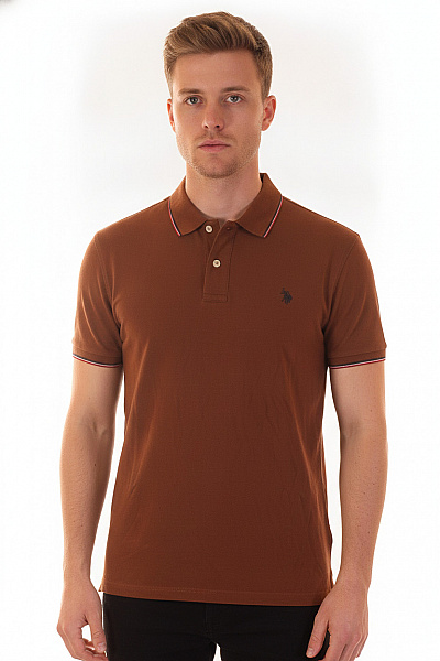 Ralph Lauren Pánské Hnědé Polo Tričko S Krátkým Rukávem A Límečkem Vel. XL