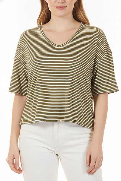 Marc O´Polo Zelené Pruhované Tričko S Krátkým Rukávem Crop Top Vel. XL