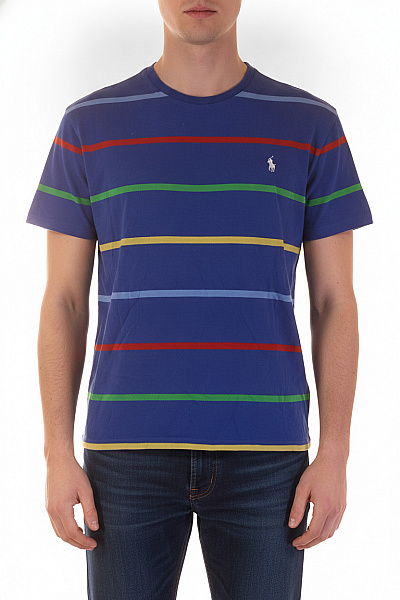 Ralph Lauren Pánské Tričko S Krátkým Rukávem Pruhované Modré Vel. M