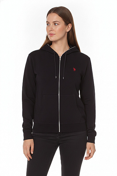 U.S.POLO ASSN. černá Mikina S Kapucí A Výšivkou Na Zip Velikost EU M