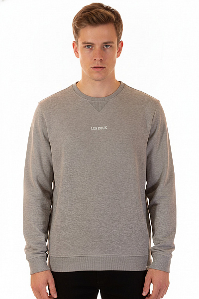 LES DEUX Pánská Mikina S Dlouhým Rukávem šedá Jednobarevná Bavlna Crewneck Velikost EU L