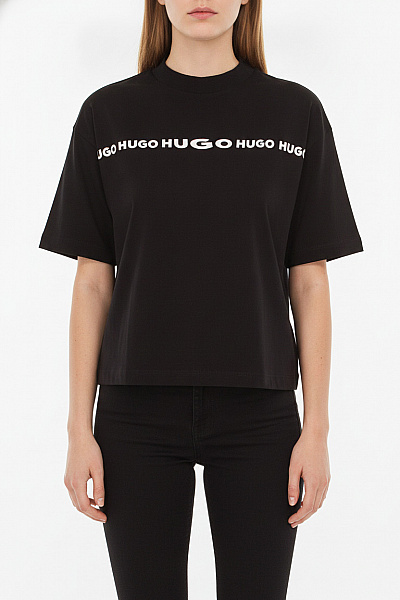 Hugo Boss Dámské Bavlněné Tričko S Krátkým Rukávem A Potiskem Velikost EU XS
