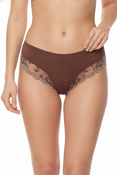 Hunkemoller Dámské Kalhotky Krajkové Hnědé Velikost EU M