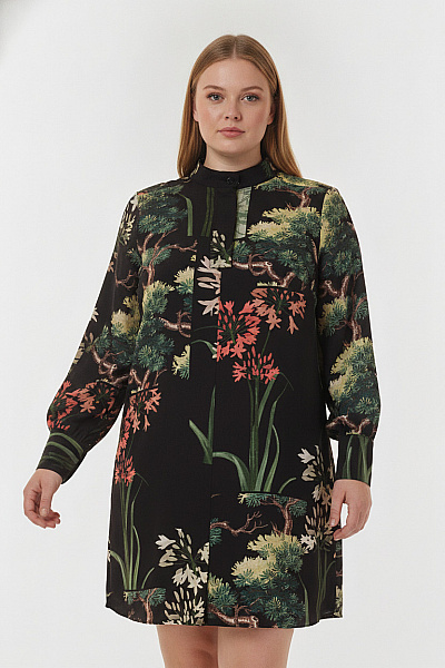 Ted Baker Dámské šaty S Dlouhým Rukávem Květinové černé Elegantní Vel. XXL