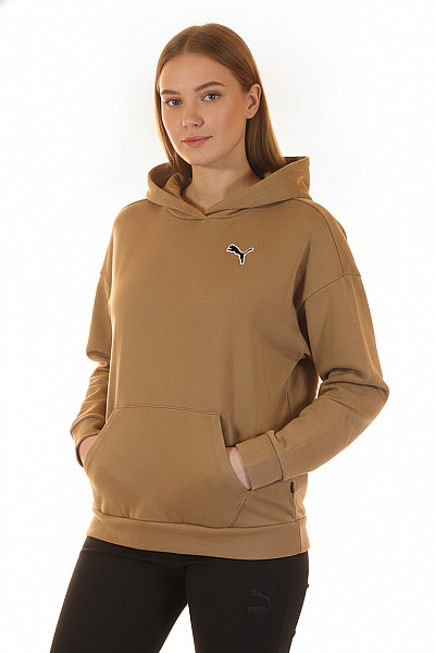 Puma Dámská Hnědá Mikina S Kapucí A Klokaní Kapsou Velikost L