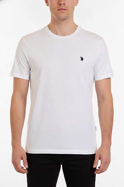 U.S.POLO ASSN. Pánské Bílé Tričko S Krátkým Rukávem A Výšivkou Basic Velikost L