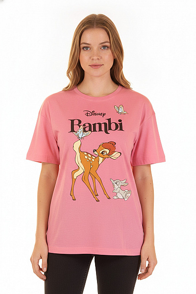 DISNEY Růžové Bavlněné Tričko S Krátkým Rukávem A Potiskem Bambi Velikost EU L