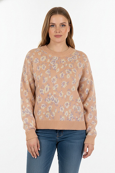MANGO Dámský Pletený Svetr Vzorovaný Růžový Velikost XXL
