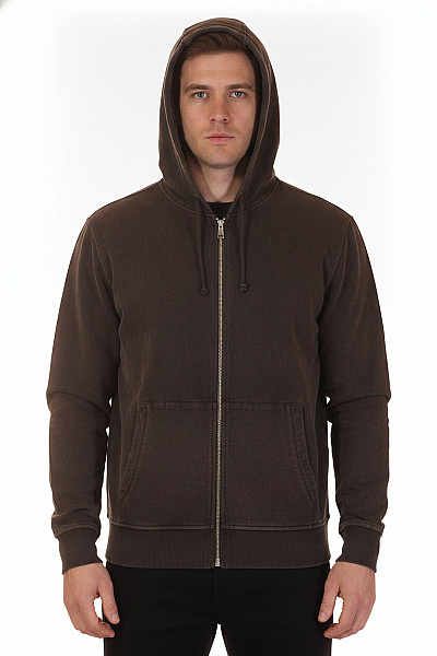 Marc O´Polo Pánská Mikina S Kapucí Na Zip Hnědá Bavlněná Streetwear Vel. L