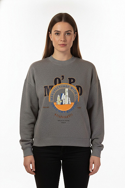 Marc O´Polo šedá Mikina S Dlouhým Rukávem A Potiskem Oversized Streetwear Vel. M