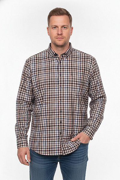 CASA MODA Pánská Kostkovaná Košile S Dlouhým Rukávem Ležérní Vel. 6xl