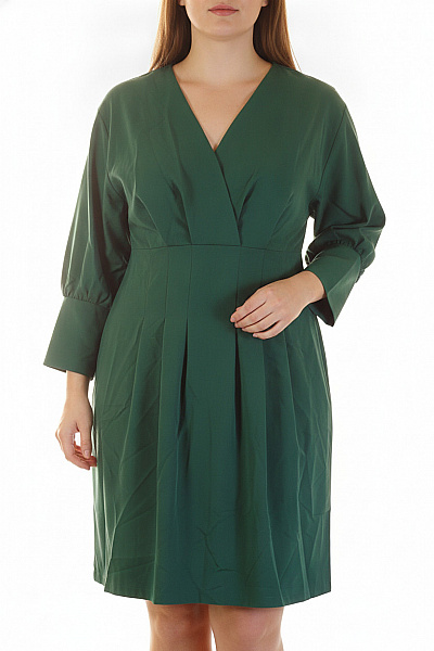 Makover Zelené šaty S Krátkým Rukávem Elegantní Plisované Vel. XXL