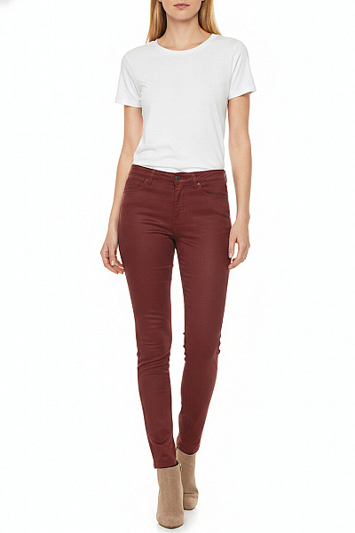 Esprit Dámské červené Lesklé Skinny Kalhoty S Vysokým Pasem Velikost 34