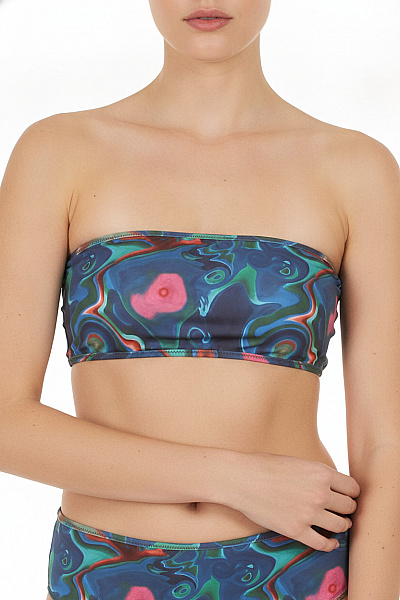 House Of Sunny Dámské Plavky Batikované Bez Ramínek Crop Top