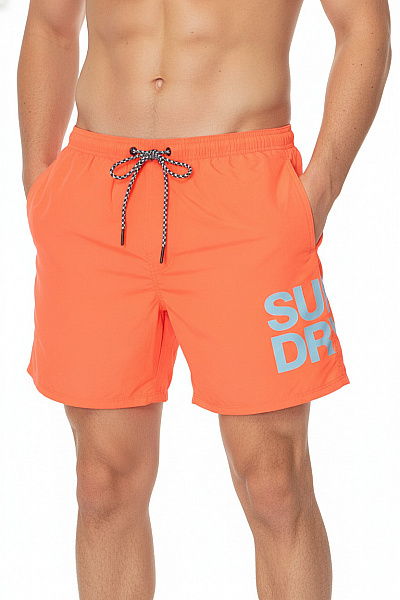 SUPERDRY Pánské Oranžové Plavecké Kraťasy S Potiskem Velikost EU Xl