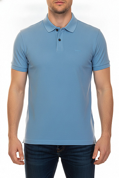 Hugo Boss Pánské Modré Polo Tričko S Krátkým Rukávem A Límečkem Vel. EU L
