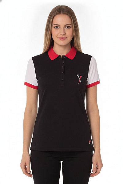 Girls Golf Dámské černé Polo Tričko S Krátkým Rukávem A Výšivkou Velikost EU M