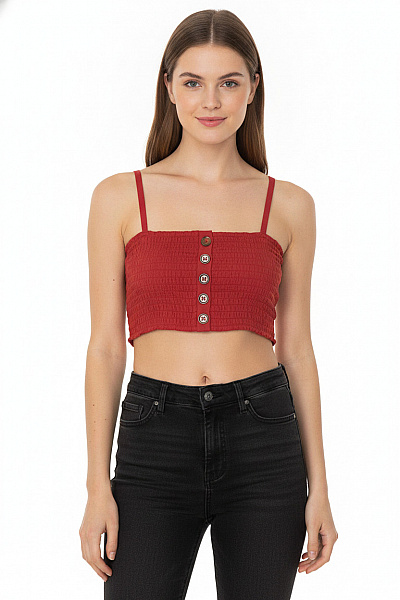 PROTEST Dámský červený Crop Top žebrovaný Na Léto Vel. 36