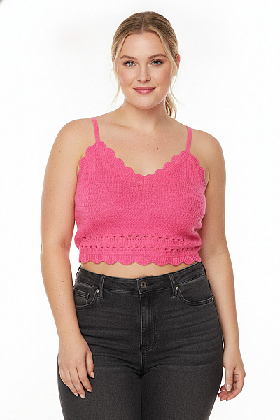 Gina Tricot Růžový Bavlněný Crop Top Bez Rukávů S Průstřihy Vel. EU L
