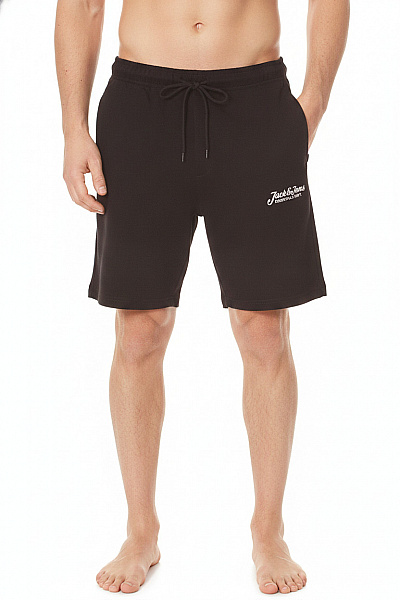 JACK & JONES Pánské Teplákové Kraťasy černé Volnočasové S Potiskem Vel. EU L
