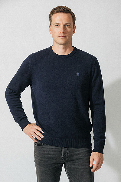 U.S.POLO ASSN. Modrý Vlněný Pulovr Basic Velikost XL