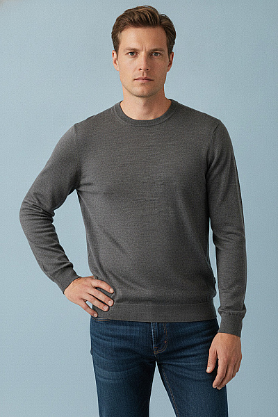 LAWRENCE GREY Pánský Vlněný Pulovr šedý Basic Velikost XL