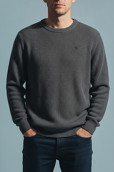 G-Star Pánská Bavlněná Mikina Crewneck šedá Bez Potisku Velikost XXL