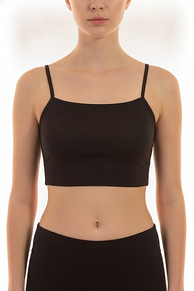 Dámské černé Crop Top Hladké úzké Ramínka Vel. EU XS