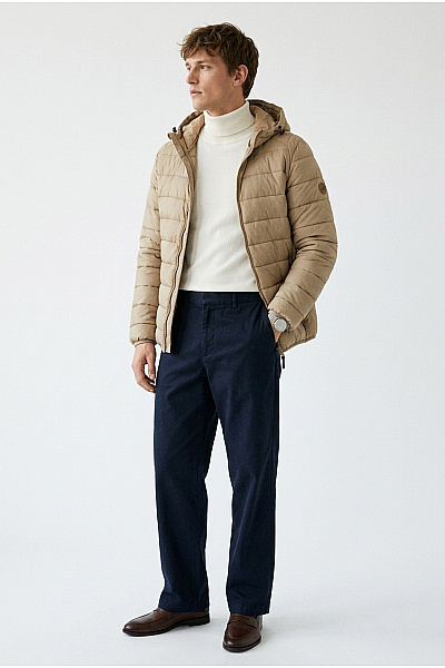 JACK & JONES Béžová Prošívaná Přechodová Bunda S Kapucí Vel. S