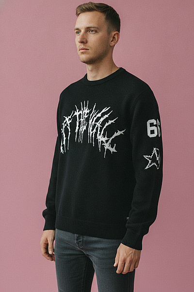 Vans Černý Bavlněný Pletený Pulovr Oversized Vel. M