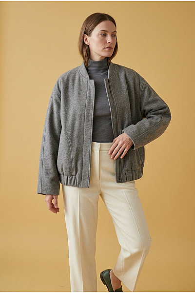 Dámský Krátký Oversized Kabát šedý Vel. 36