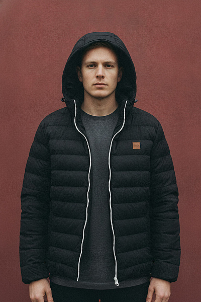 URBAN CLASSICS Černá Prošívaná Pánská Bunda S Kapucí Se Zipem Velikost 3XL