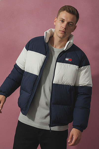 TOMMY HILFIGER Pánská Zimní Prošívaná Puffer Bunda Se Zipem Vel. M