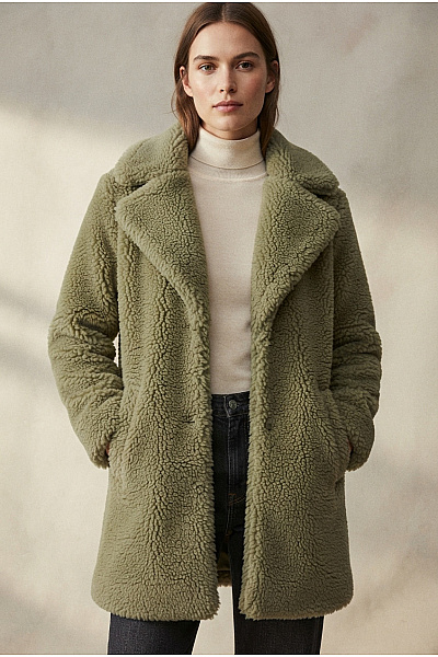 URBAN CLASSICS Dámský Khaki Teddy Kabát Oversized Velikost M