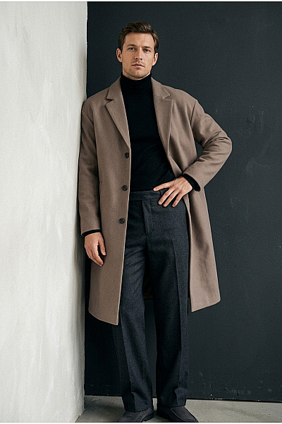 URBAN CLASSICS Pánský Hnědý Dlouhý Kabát Elegantní Klasický Velikost M