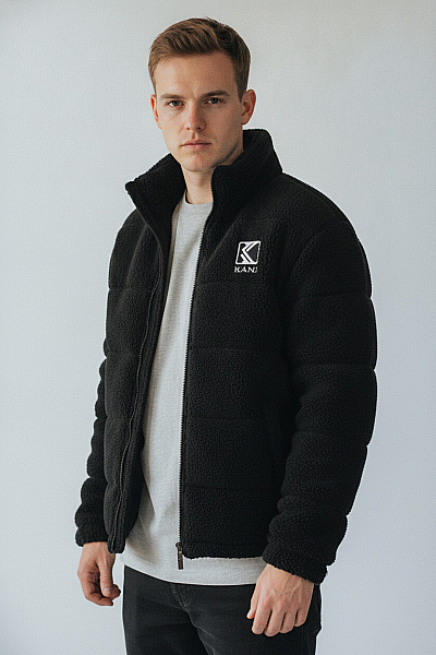 Kani Černá Zimní Bunda S Beránkem Plyšová Puffer Vel. S