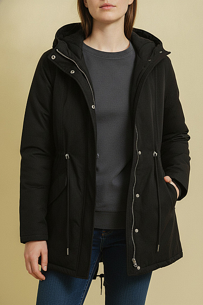 URBAN CLASSICS Černá Bavlněná Parka S Kapucí Vel. L